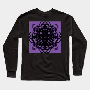 Abstract Geometric in Black and Purple Long Sleeve T-Shirt